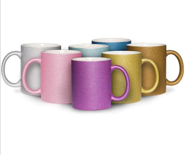 Glitzer Tasse mit "Namen",  verschiedene Farben